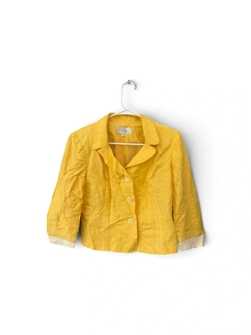 Le Suit Girls Yellow Three-Button Cropped Blazer